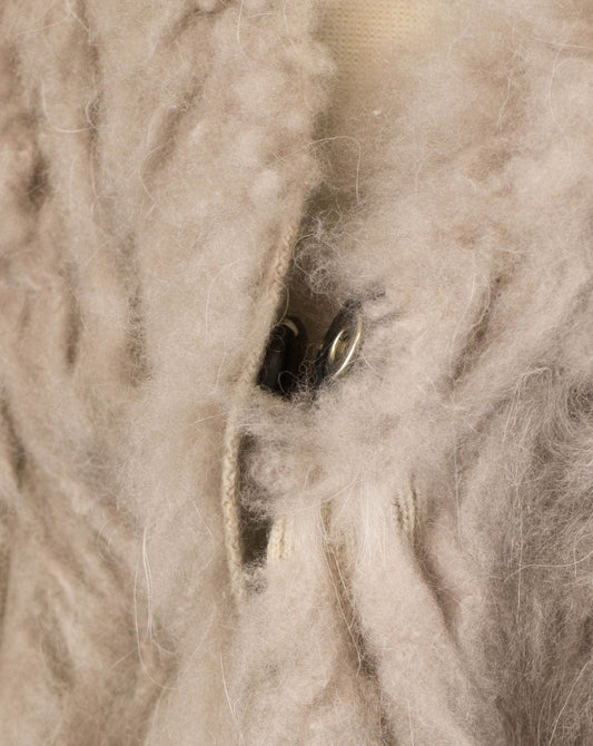 Brunello Cucinelli Gray Cashmere Fur Knit Sweater Cardigan Size M $4415