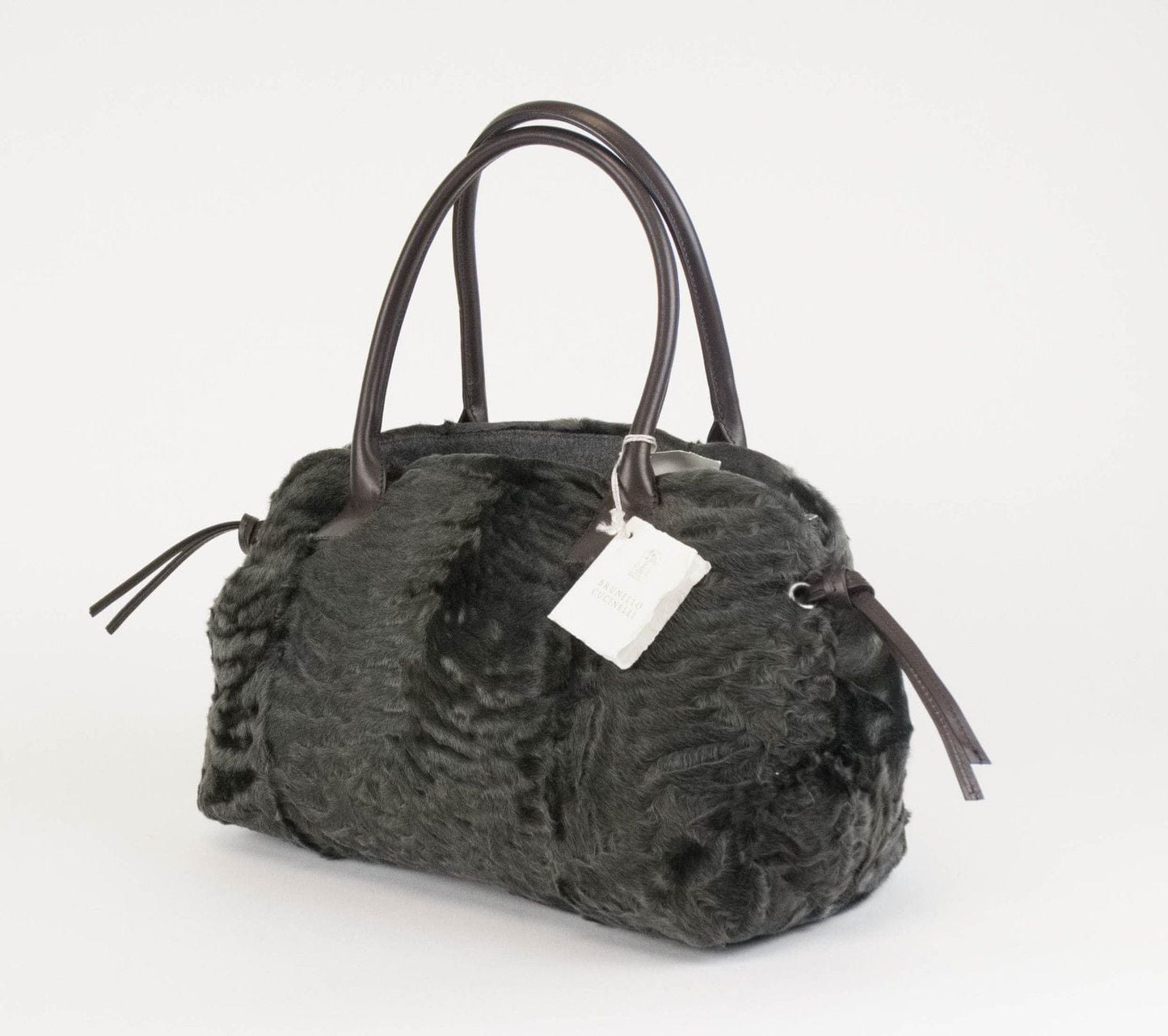Astrakhan Lamb Fur Handbag - Olive