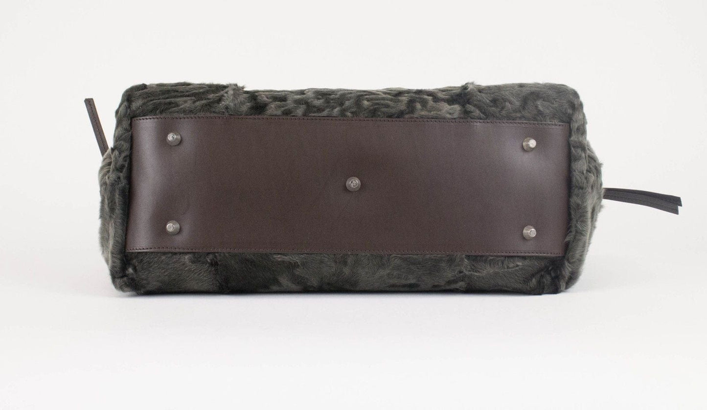 Astrakhan Lamb Fur Handbag - Olive