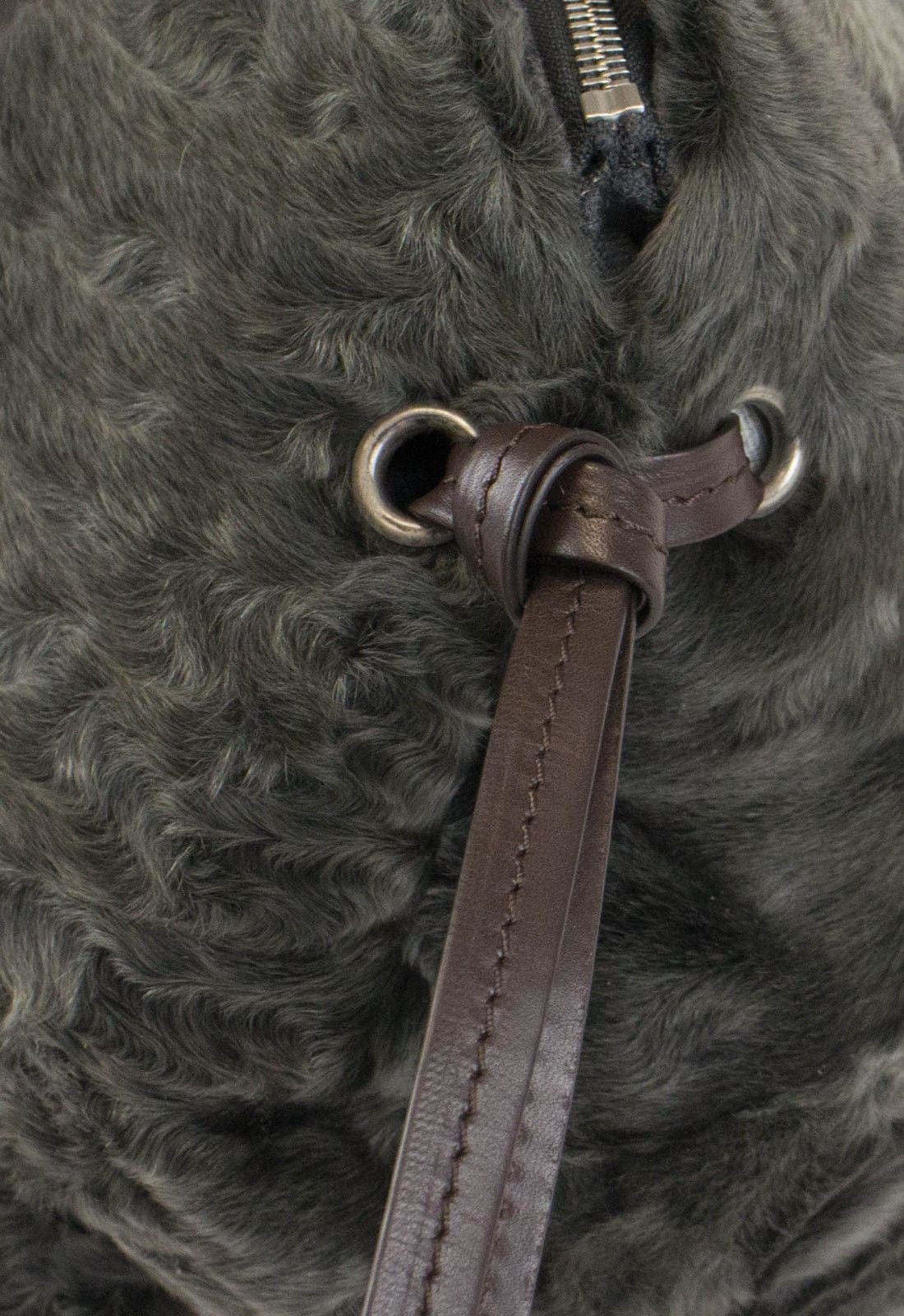 Astrakhan Lamb Fur Handbag - Olive