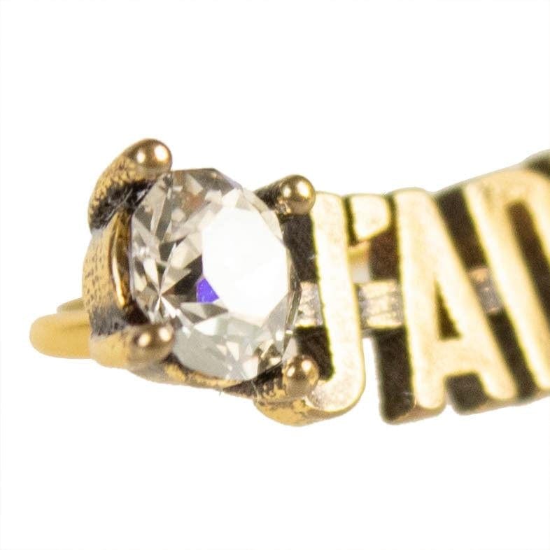 Antique 'J'Adior' Strass Climber Earrings - Antique Gold