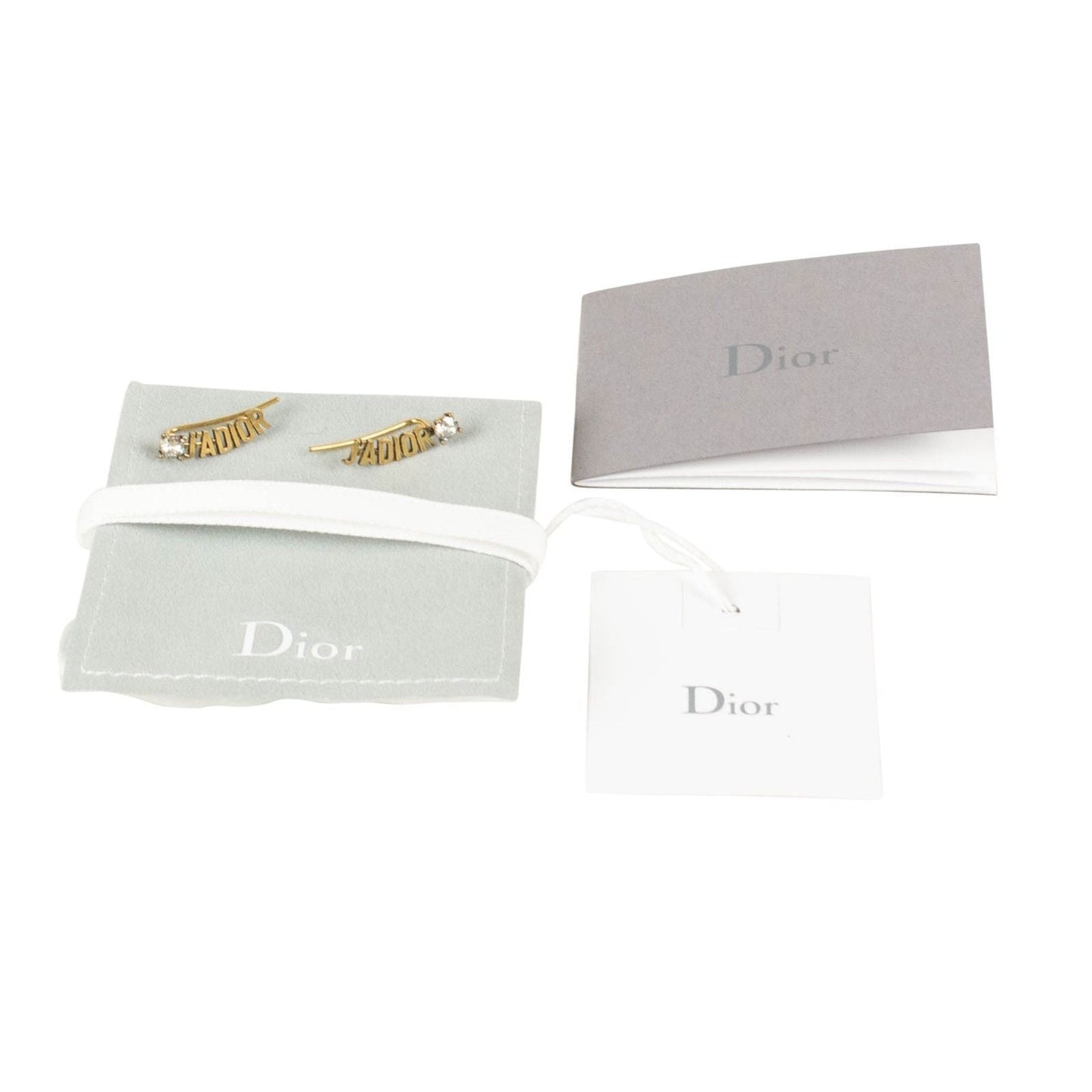 Antique 'J'Adior' Strass Climber Earrings - Antique Gold