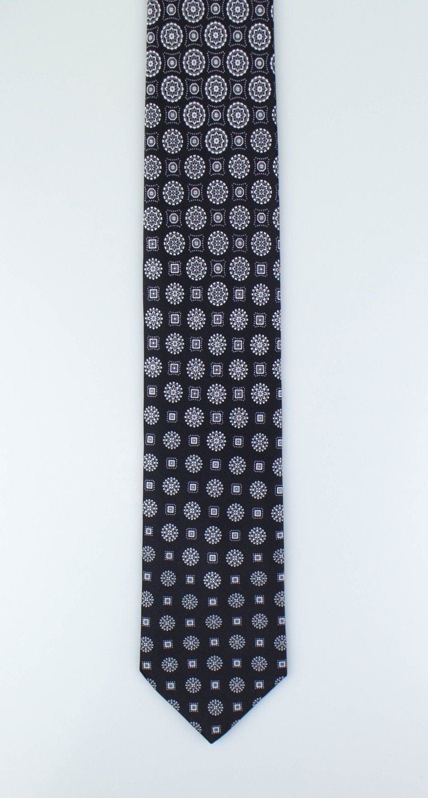 Black With Floral Pattern 100% Silk Neck Tie