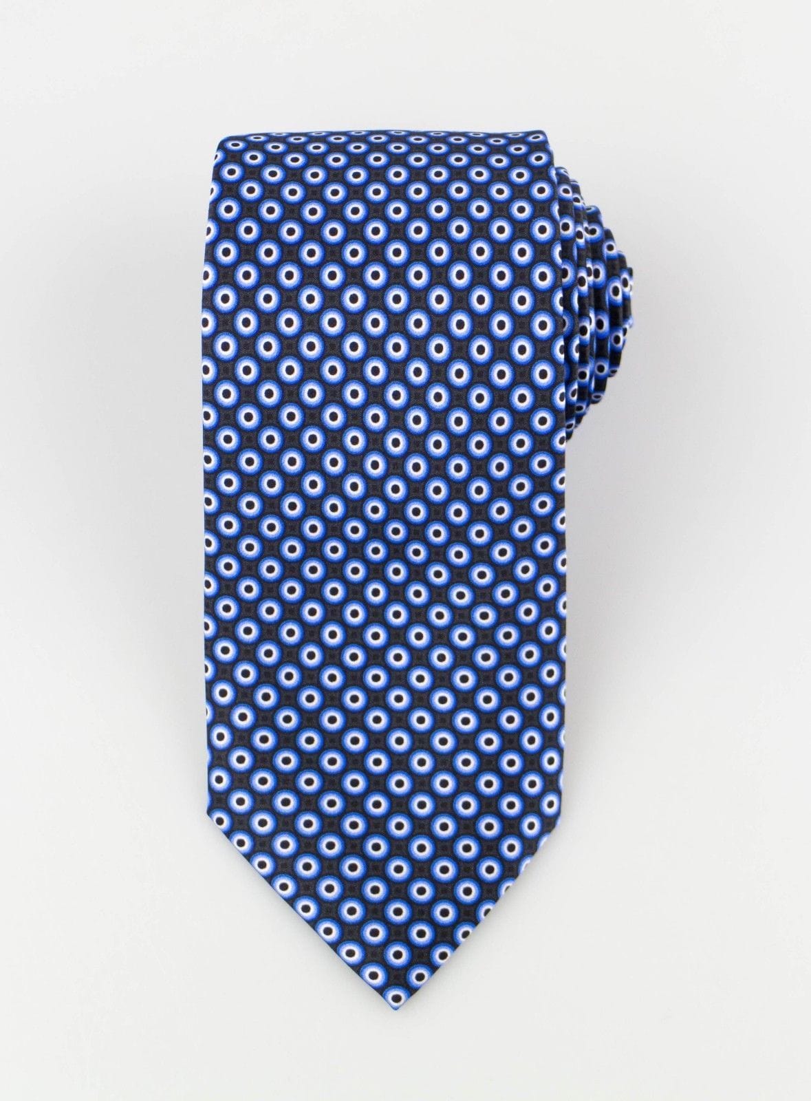 Blue With Circle Pattern 100% Silk Neck Tie