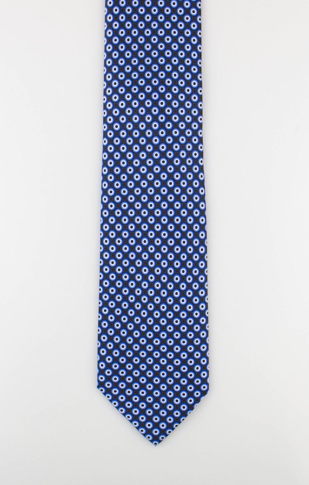 Blue With Circle Pattern 100% Silk Neck Tie