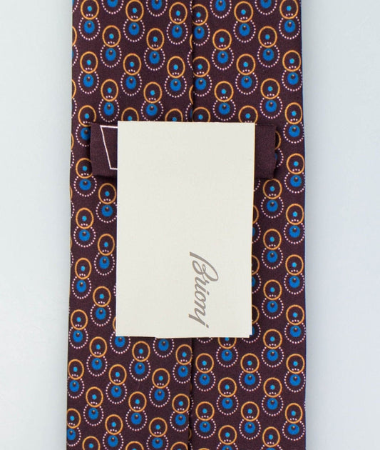 Brown With Geometric Pattern 100% Silk Neck Tie