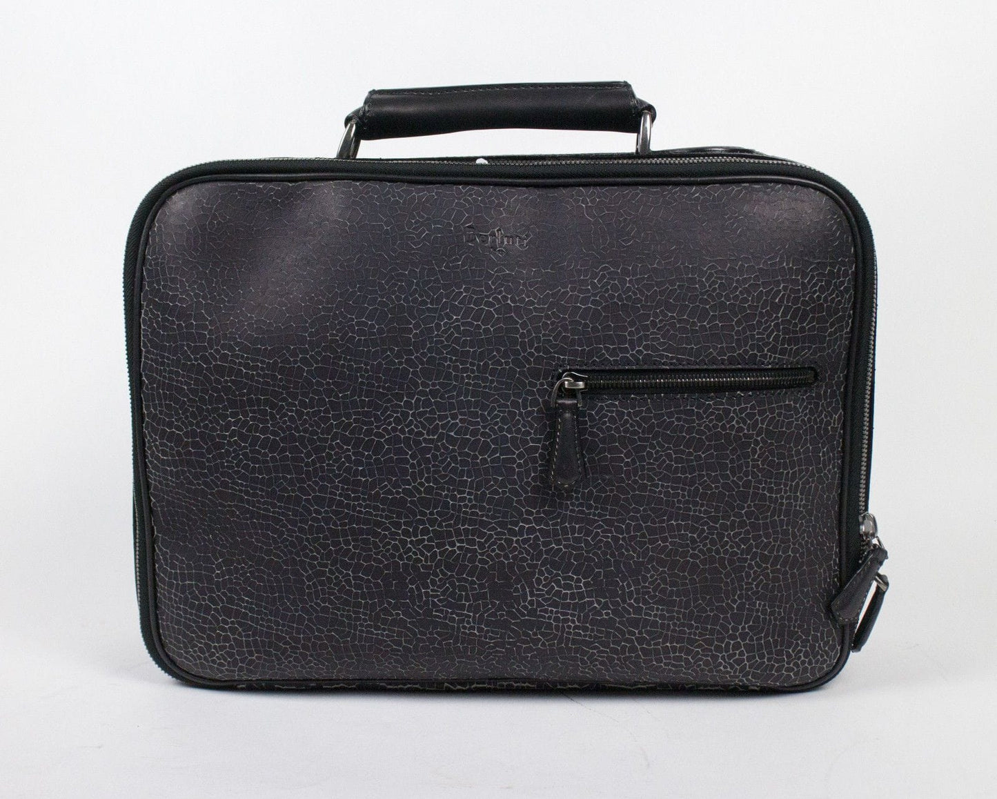 Textured Leather Medium Carry-On Briefcase - Gray