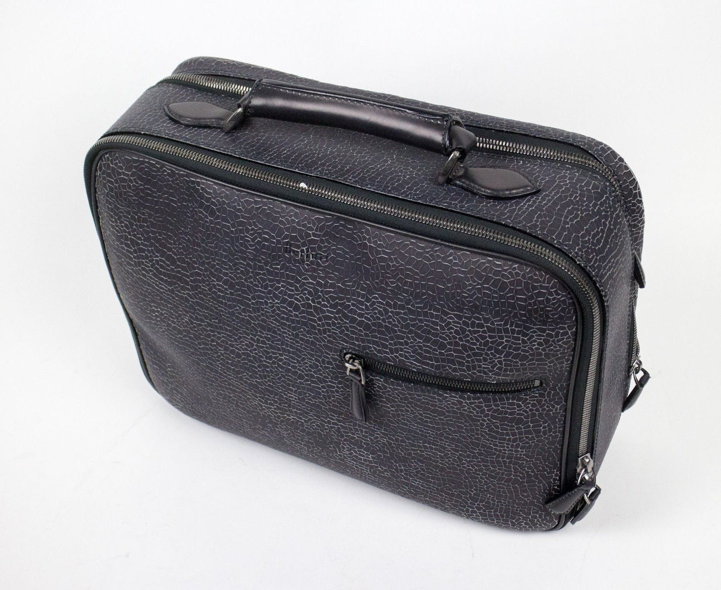 Textured Leather Medium Carry-On Briefcase - Gray