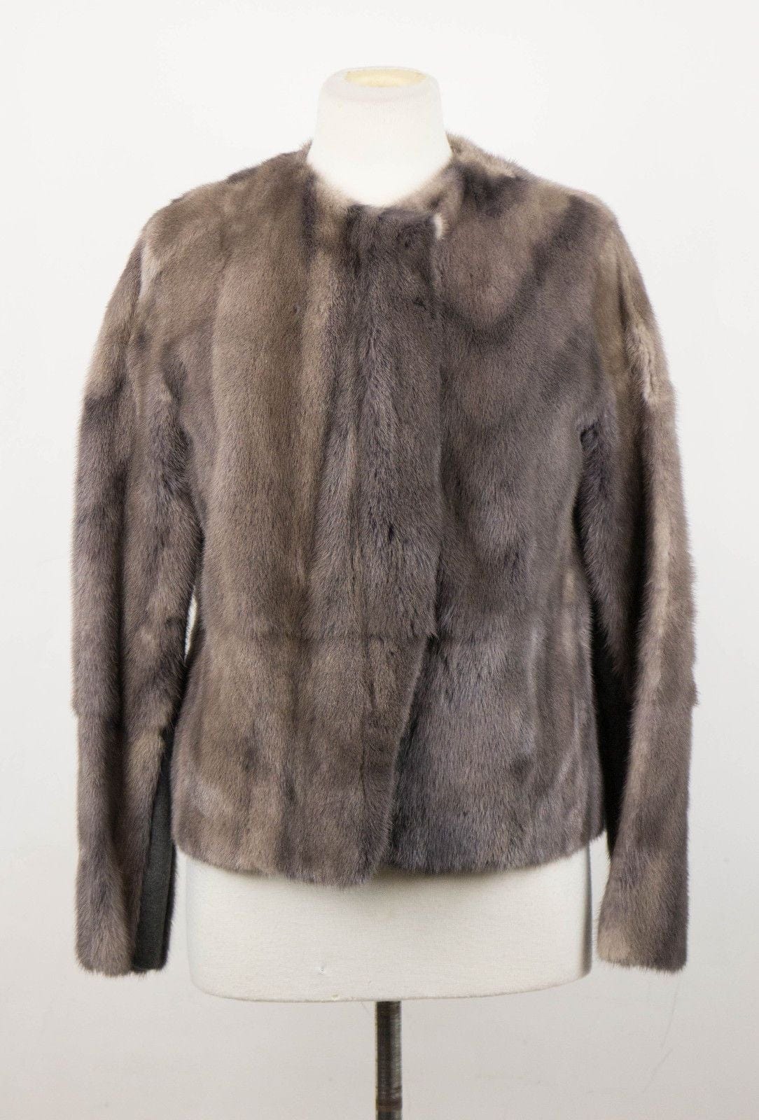 Brunello Cucinelli Taupe Gray Mink Fur W/ Leather Jacket Size 6/42 $24745