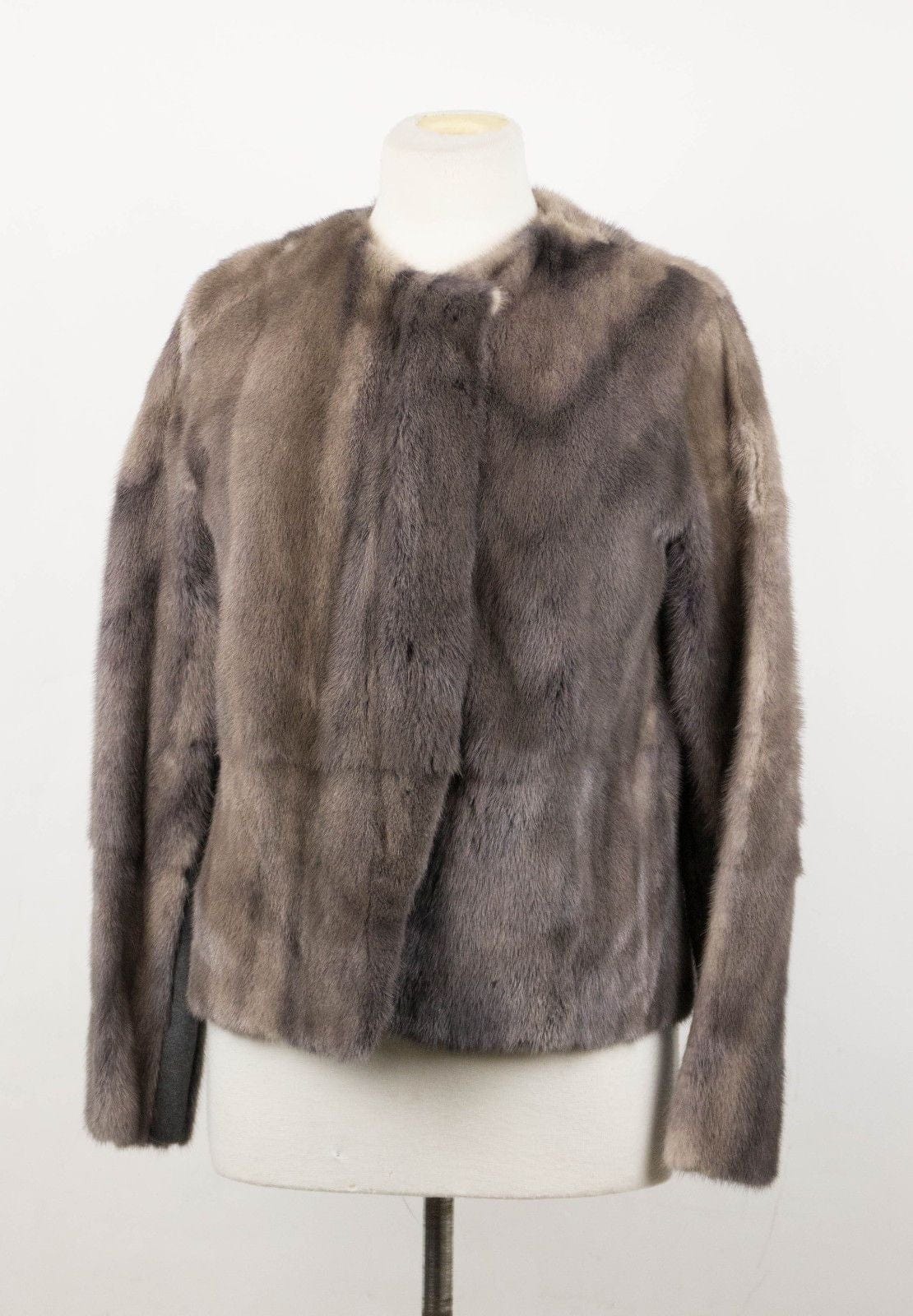 Brunello Cucinelli Taupe Gray Mink Fur W/ Leather Jacket Size 6/42 $24745