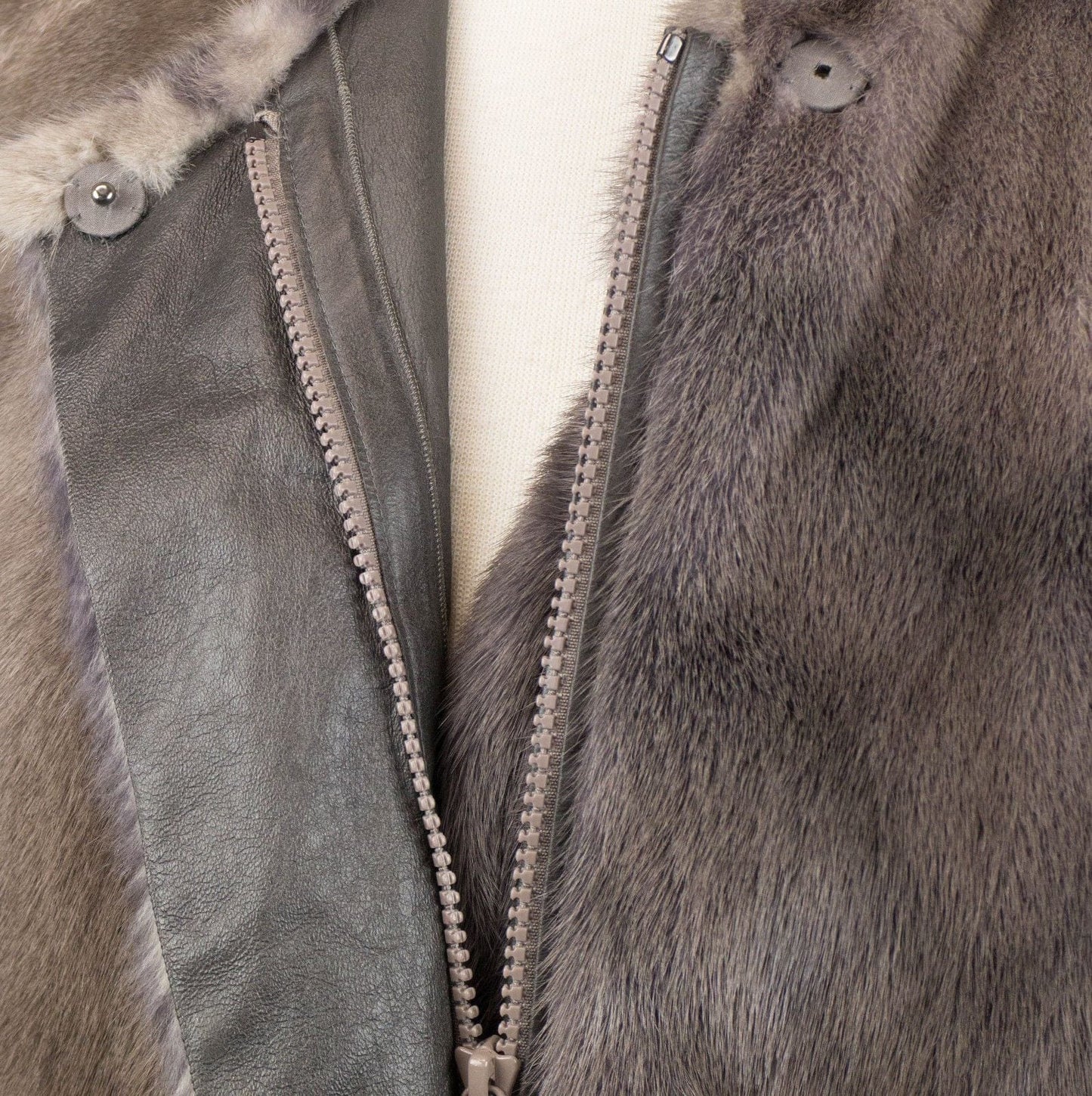 Brunello Cucinelli Taupe Gray Mink Fur W/ Leather Jacket Size 6/42 $24745