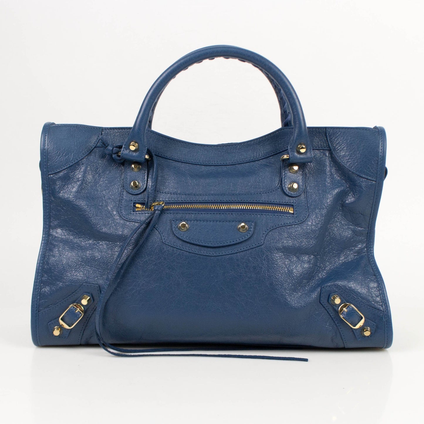 Blue Leather Classic City Arena Shoulder Bag