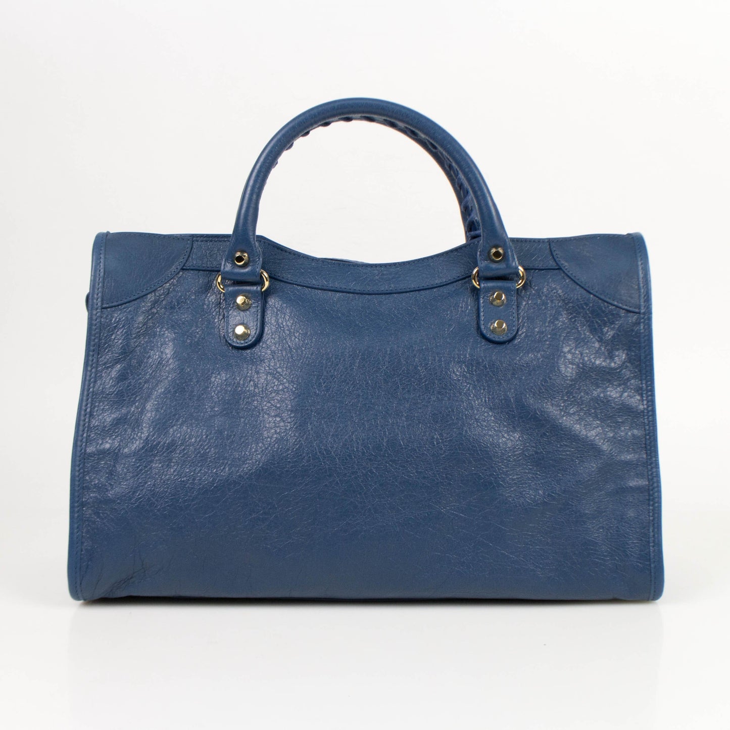 Blue Leather Classic City Arena Shoulder Bag