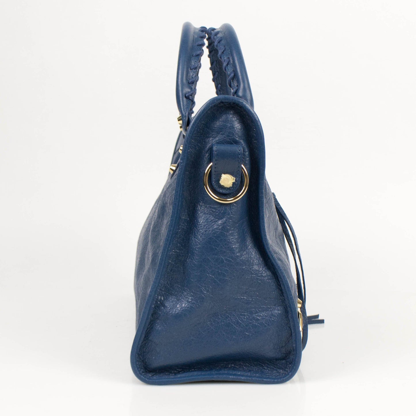 Blue Leather Classic City Arena Shoulder Bag