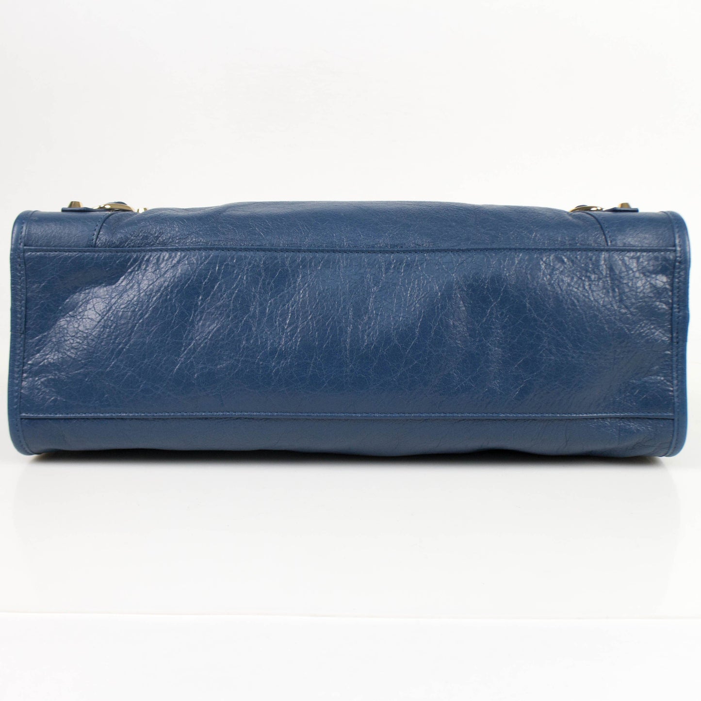 Blue Leather Classic City Arena Shoulder Bag