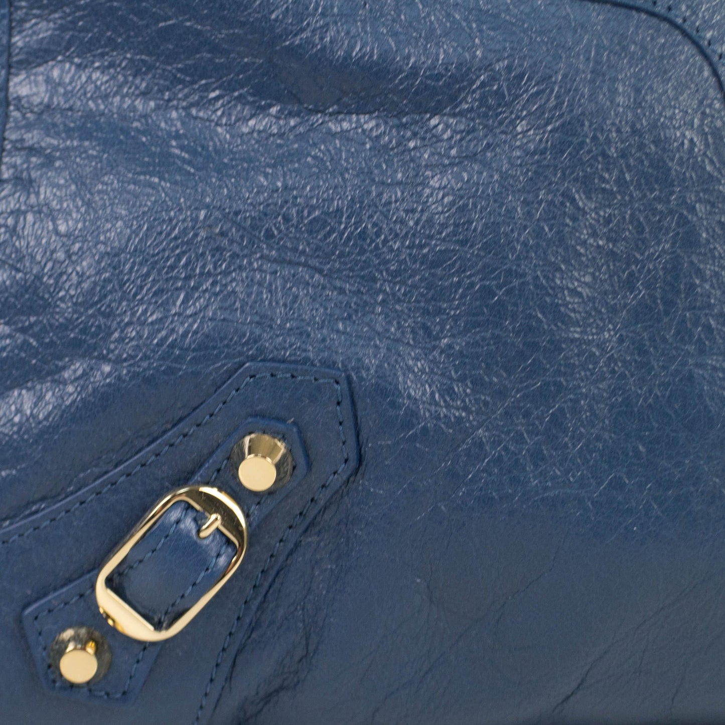 Blue Leather Classic City Arena Shoulder Bag