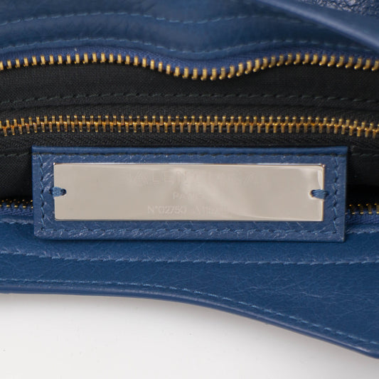 Blue Leather Classic City Arena Shoulder Bag