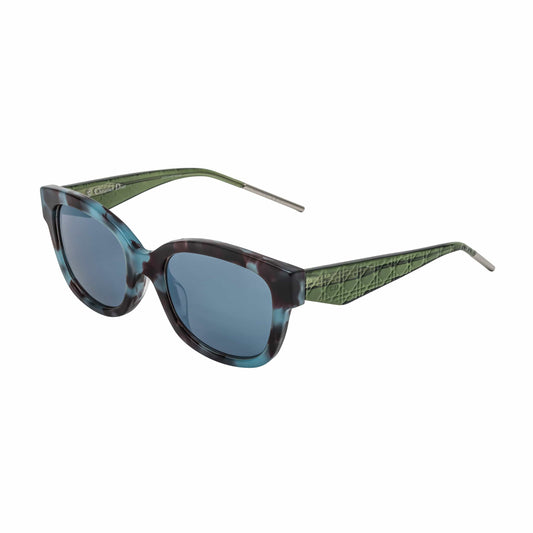 Very Dior 1N Geometric Acetate Sunglasses - Blue Havana - Green / Blue Mirror
