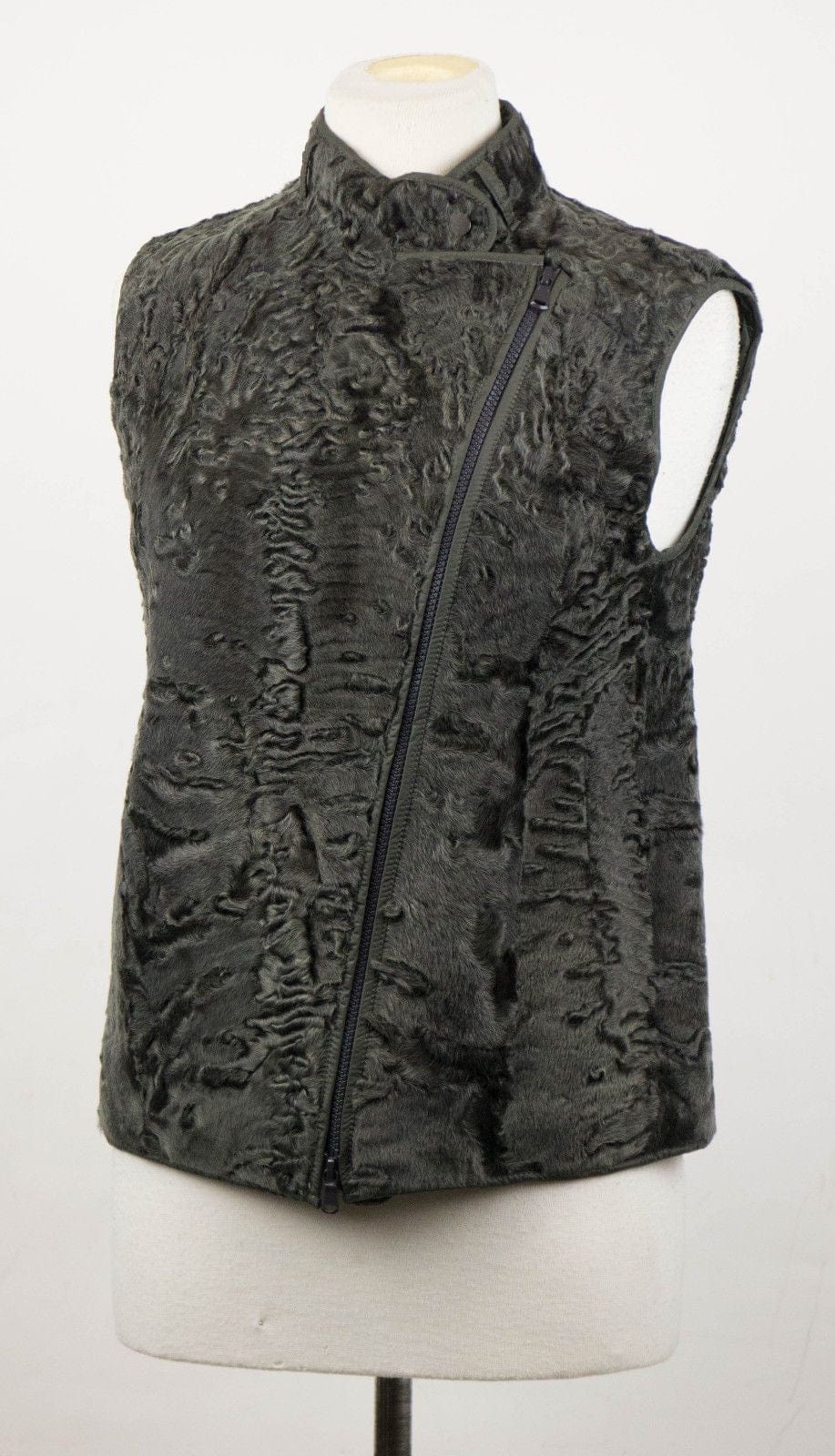 Brunello Cucinelli Women's Green Astrakhan Fur Jacket Vest Size 6/42 $16465