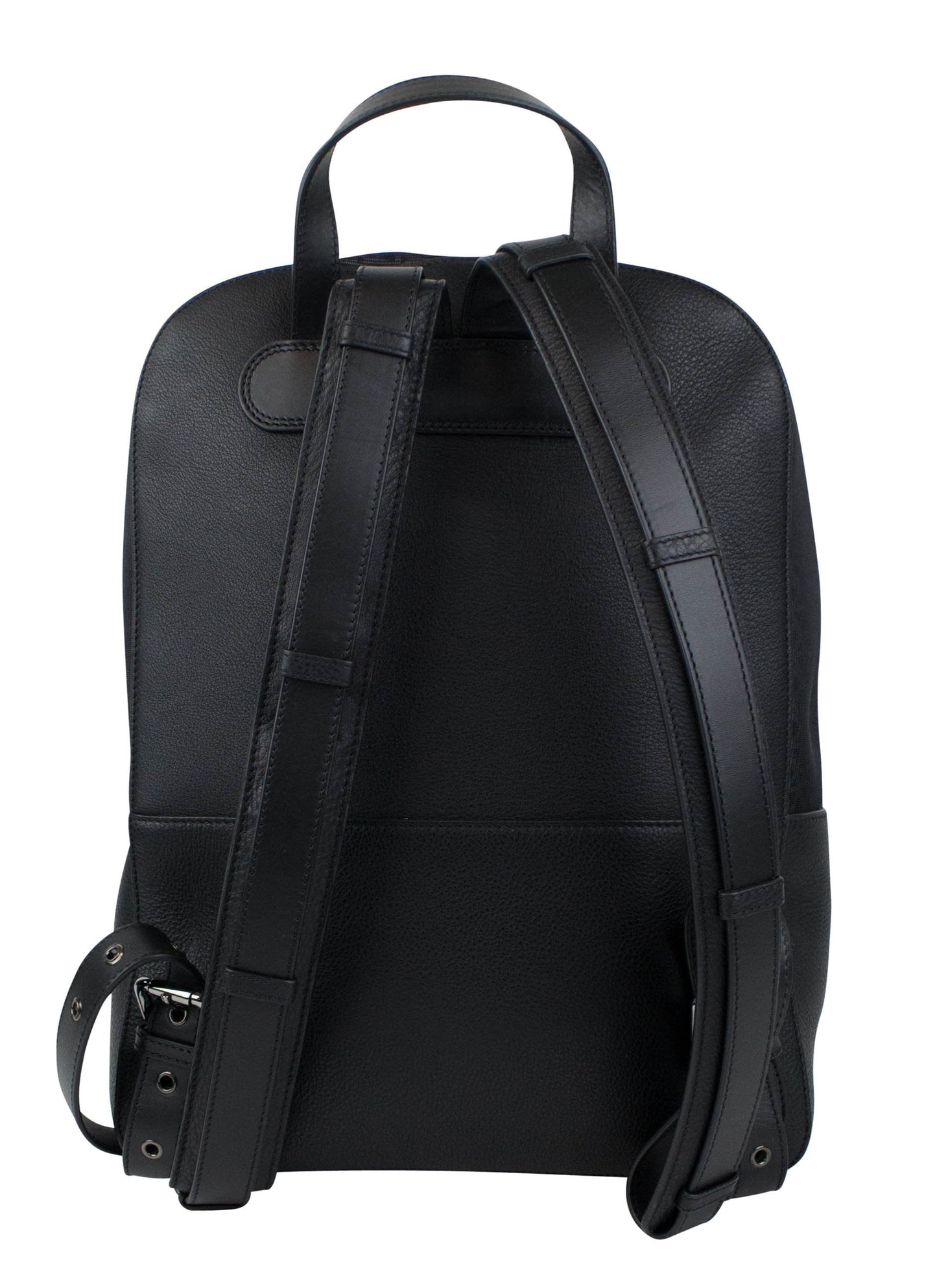 Aliosha Leather & Canvas Backpack Bag - Black