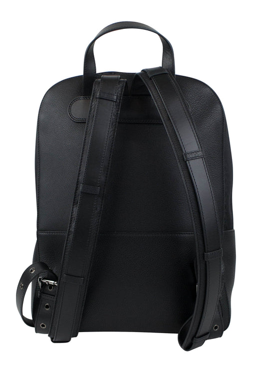 Aliosha Leather & Canvas Backpack Bag - Black