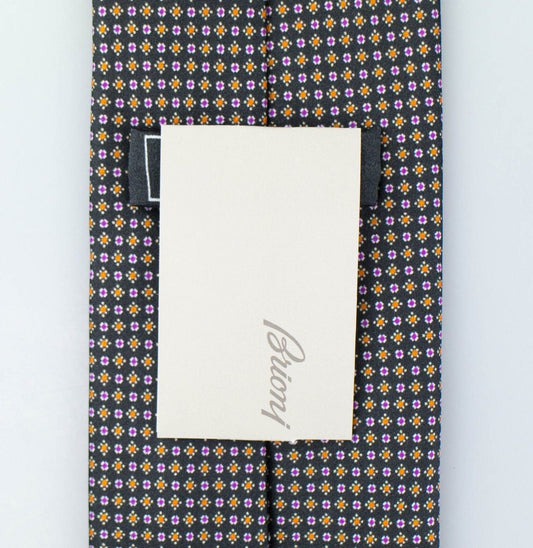 Black With Floral Pattern 100% Silk Neck Tie