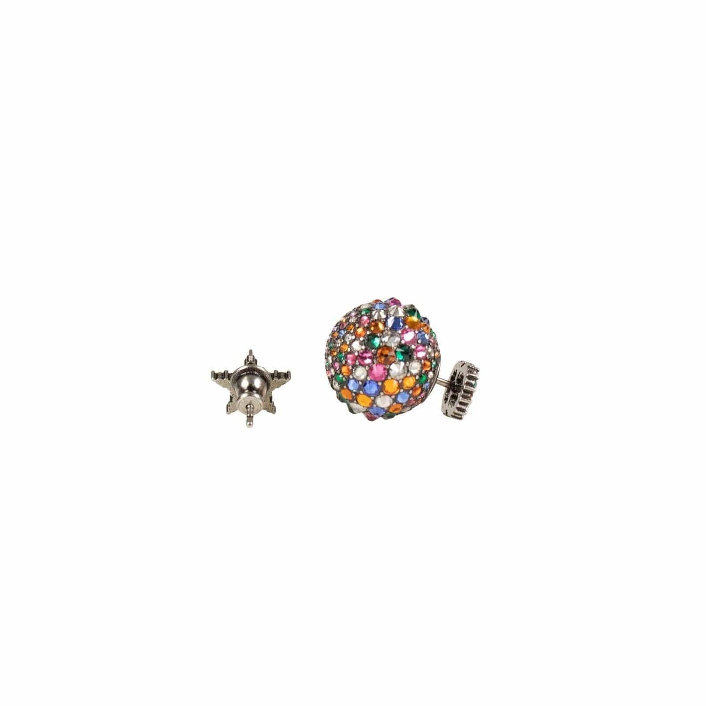 Antique Silver/Multi-Color Asymmetrical Strass Earrings