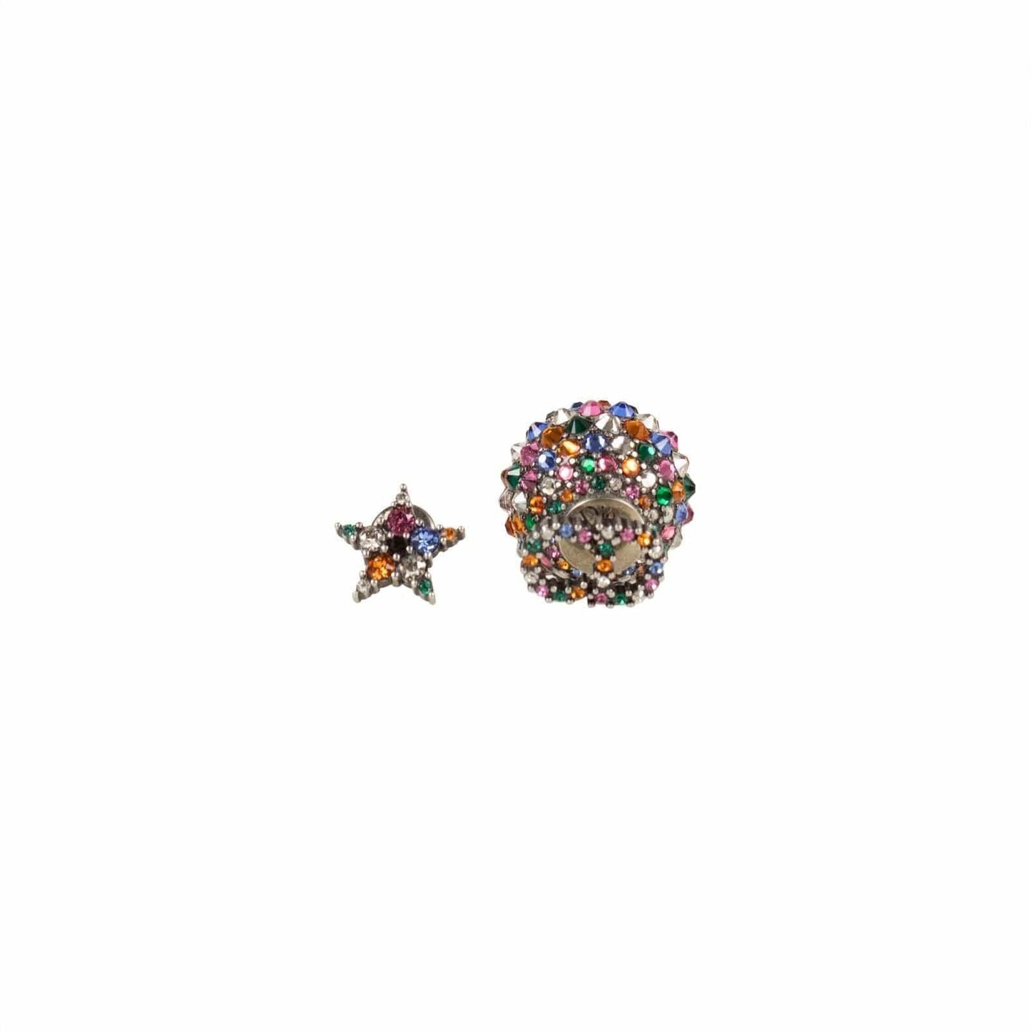 Antique Silver/Multi-Color Asymmetrical Strass Earrings