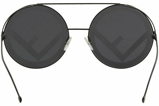 FF 0285S 807 MD 63 Mirrored Round Sunglasses - Black