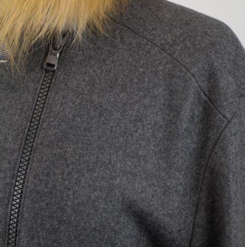 Brunello Cucinelli Gray Cashmere with Fox Fur Collar Coat Size 8/44 $8375