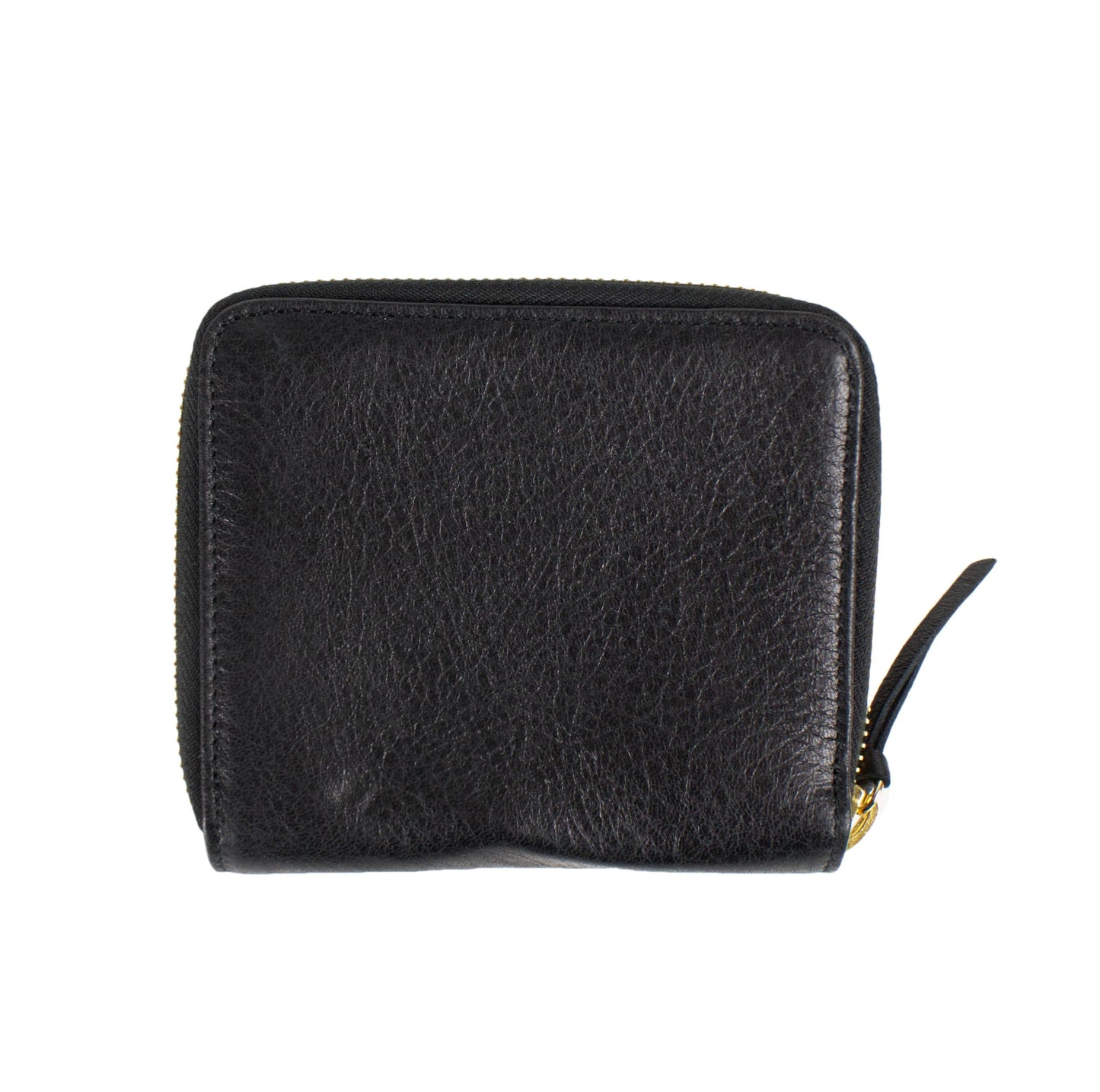 Black Leather Classic Bizar Zip Around Bi-Fold Wallet