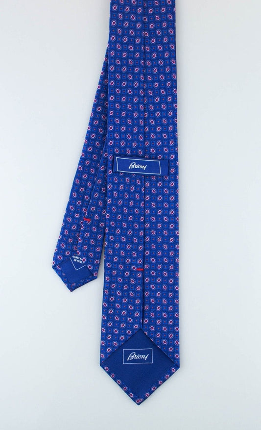 Blue With Geometric Pattern 100% Silk Neck Tie
