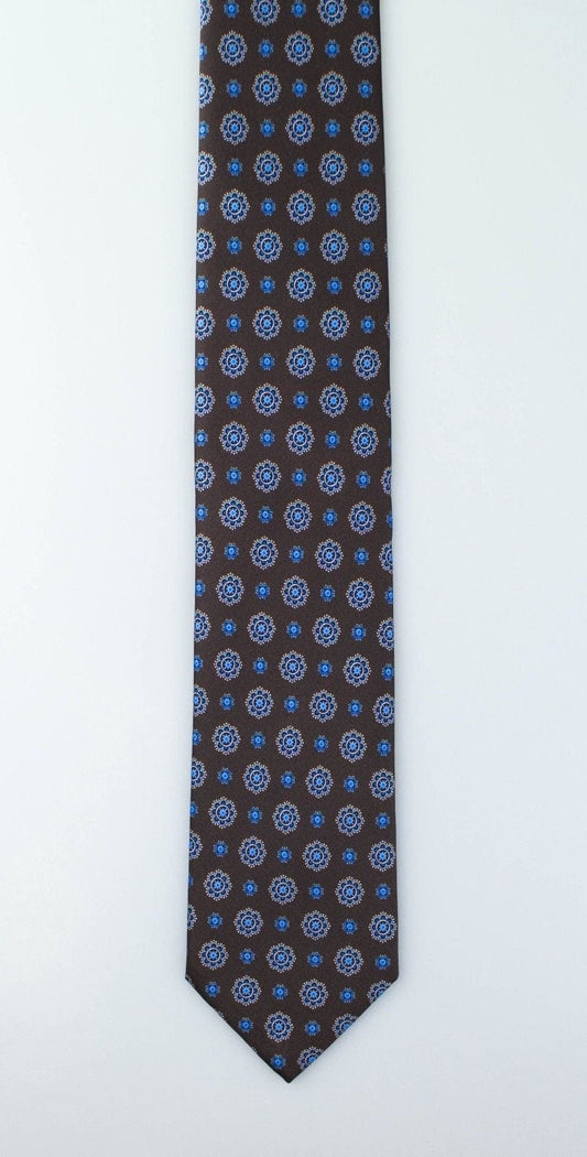 Brown With Floral Pattern 100% Silk Neck Tie