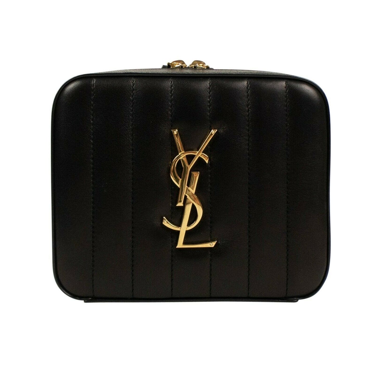 Vicky Quilted Leather YSL Monogram Belt Bum Bag - Black