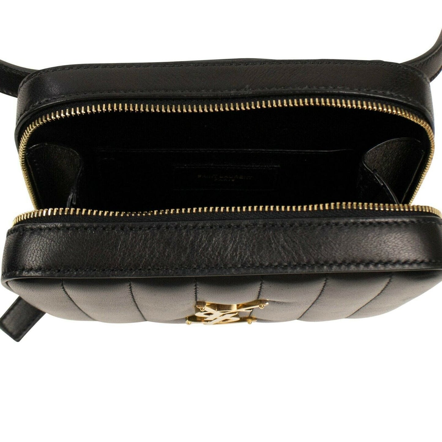 Vicky Quilted Leather YSL Monogram Belt Bum Bag - Black