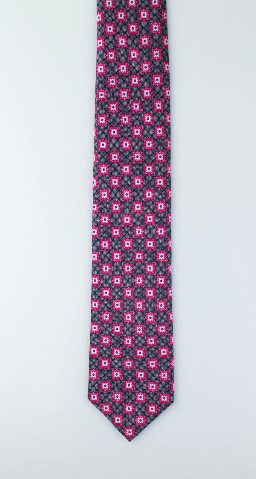 Black With Geometric Pattern 100% Silk Neck Tie