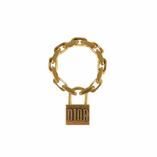 Antique Gold Metal 'Dior' Locket Link Bracelet