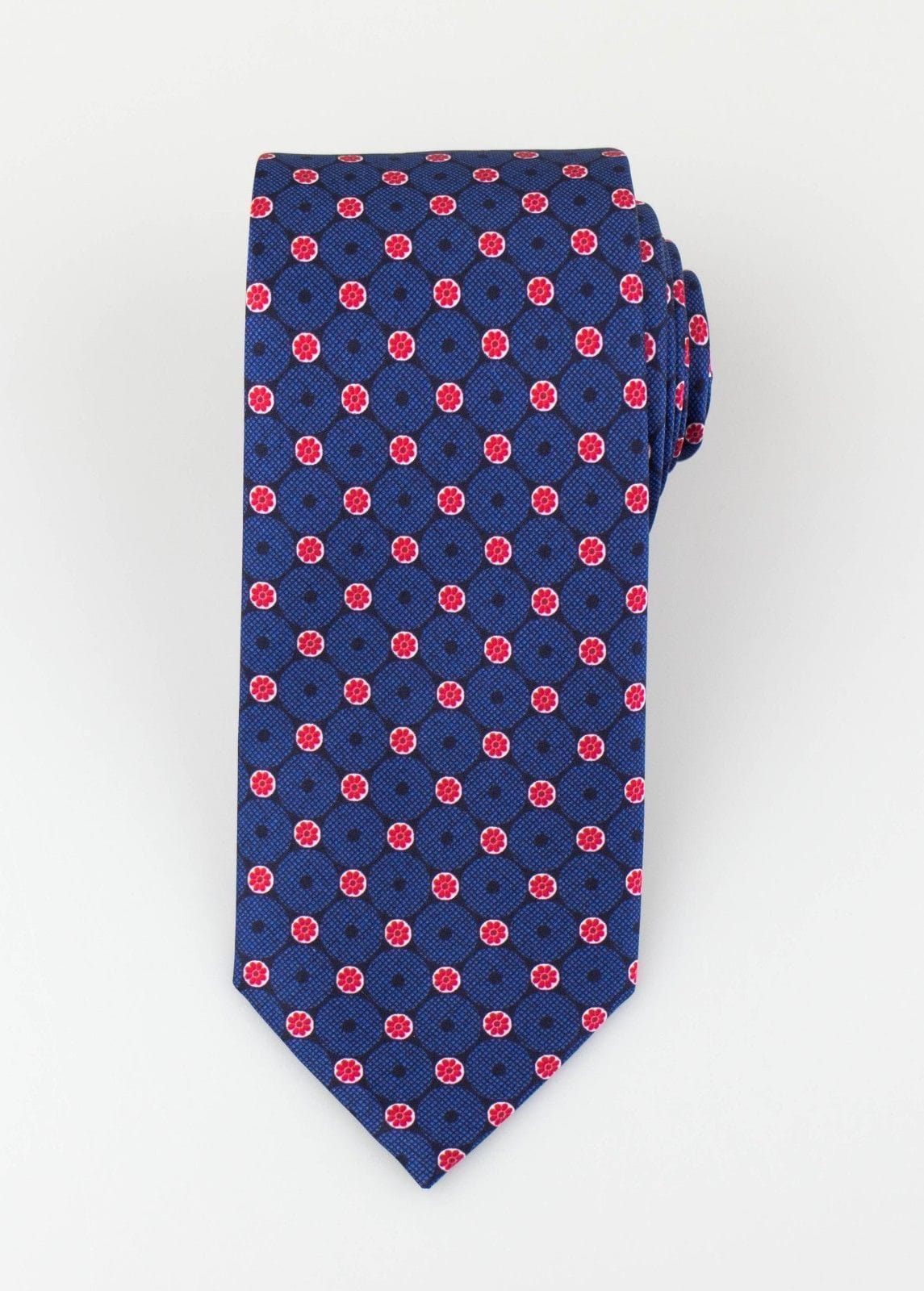 Blue With Floral Pattern 100% Silk Neck Tie