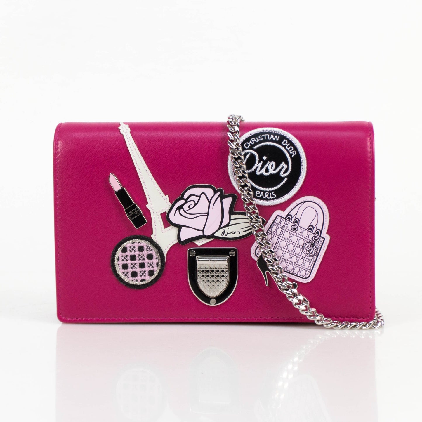 Diorama Pink Leather Wallet Clutch