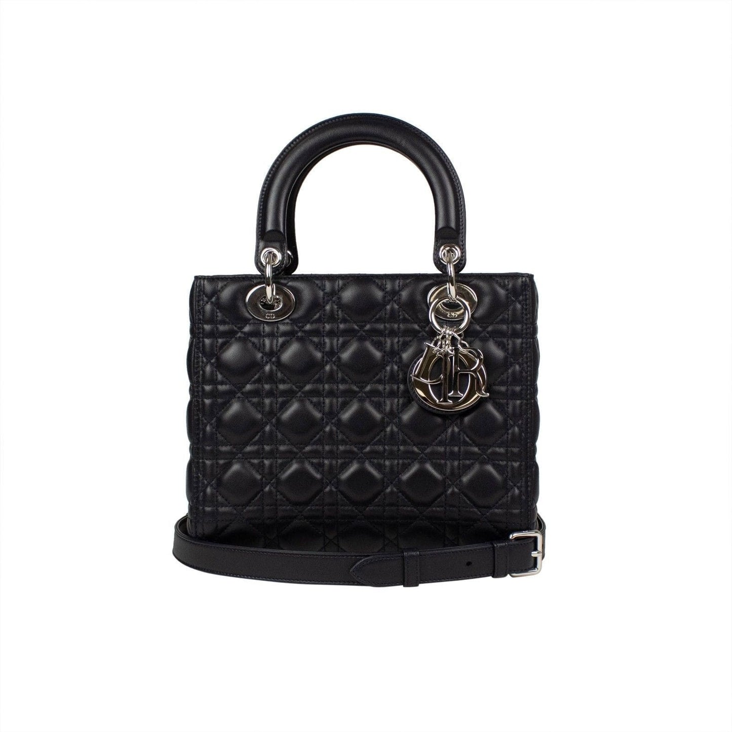 Lady Dior Cannage Leather Shoulder Bag - Navy Blue
