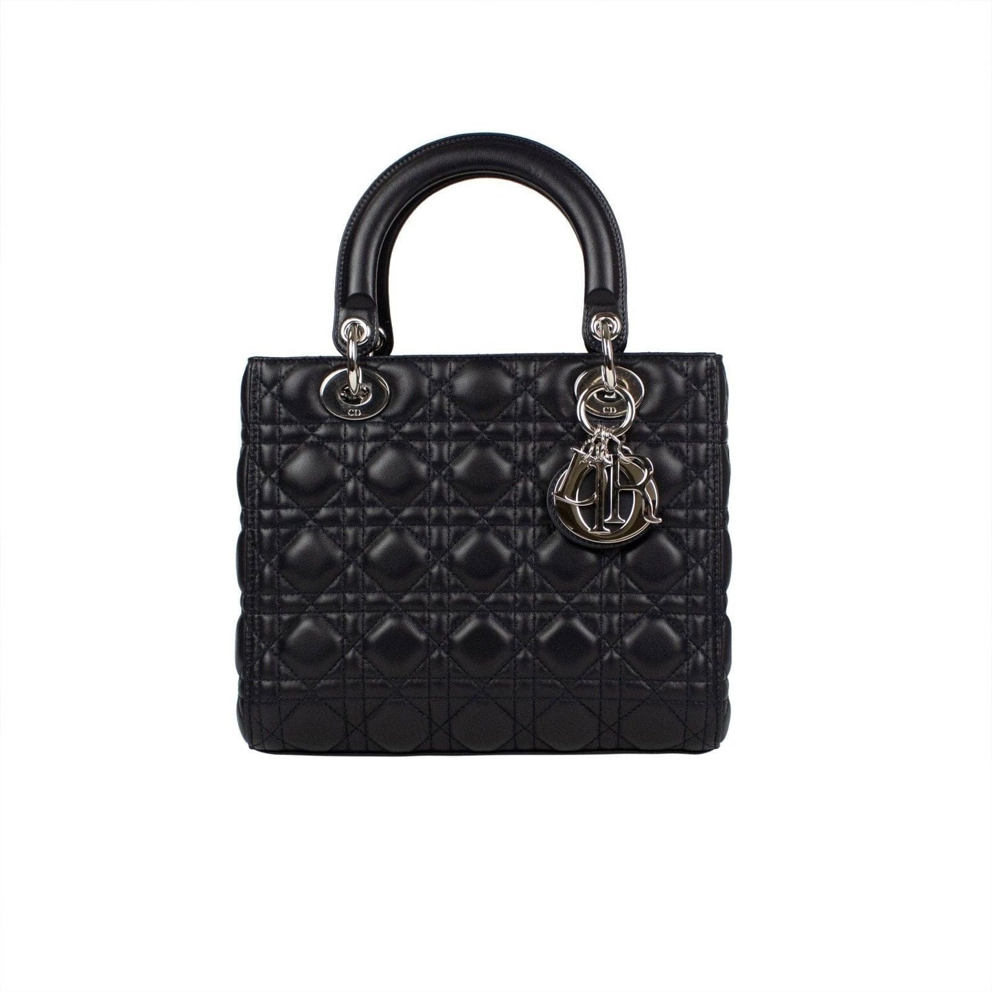 Lady Dior Cannage Leather Shoulder Bag - Navy Blue