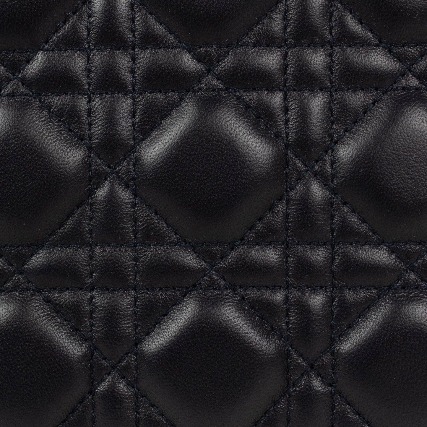Lady Dior Cannage Leather Shoulder Bag - Navy Blue