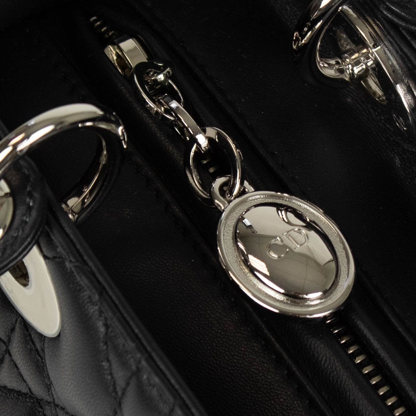 Lady Dior Cannage Leather Shoulder Bag - Navy Blue