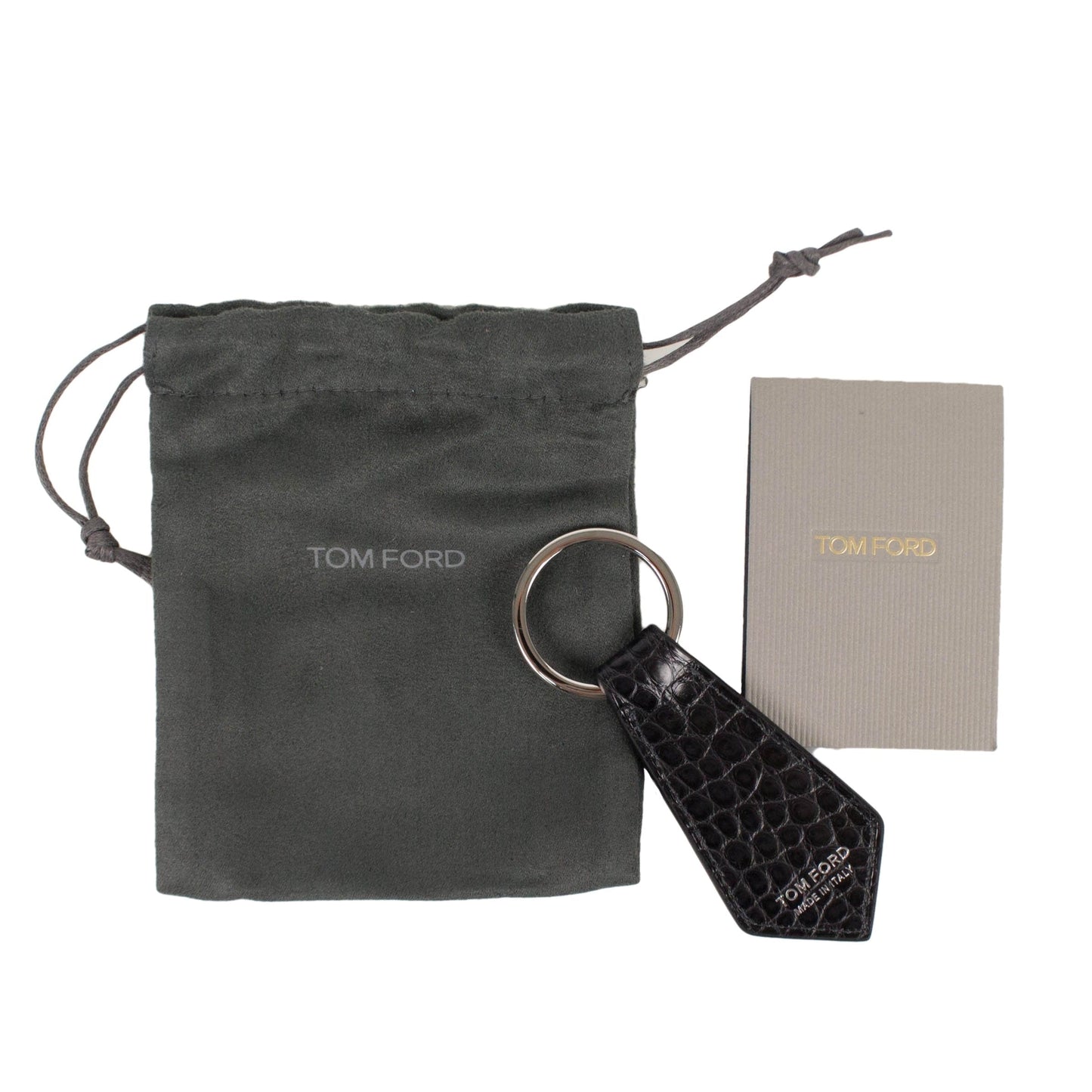 Alligator Leather Key Chain - Black