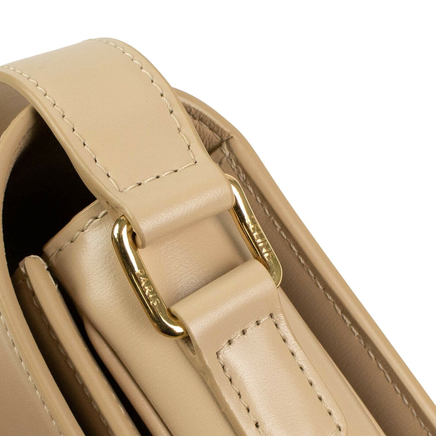 Shiny Calfskin Leather Medium Triomphe Cross Body Bag - Nude