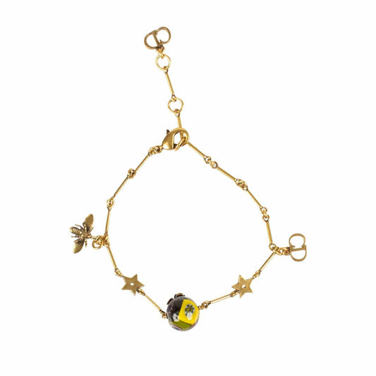 Antique Gold/Multi-Color 'One Pearl And Charms' Bracelet