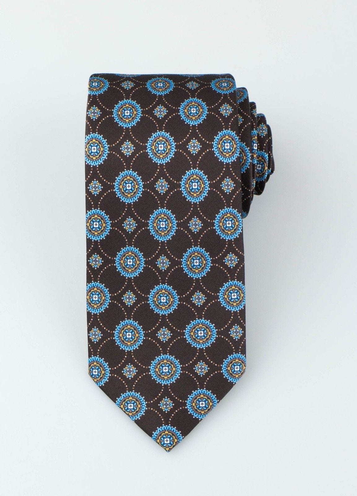 Brown With Floral Pattern 100% Silk Neck Tie