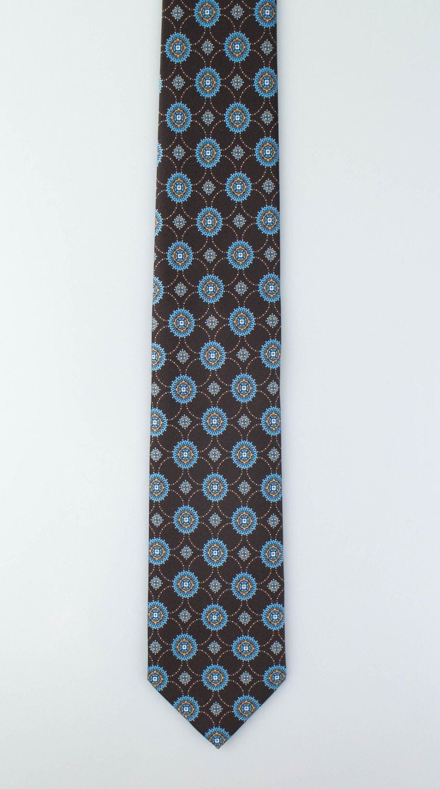 Brown With Floral Pattern 100% Silk Neck Tie