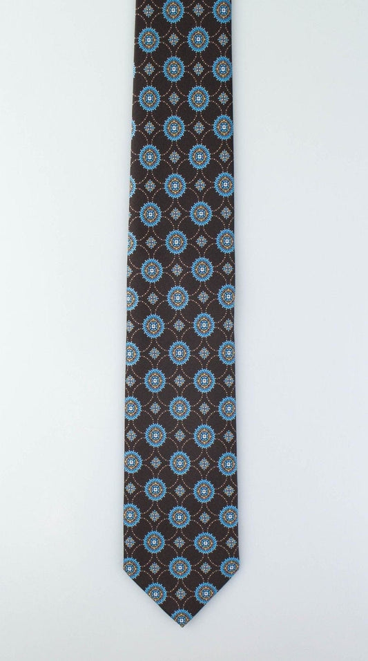 Brown With Floral Pattern 100% Silk Neck Tie