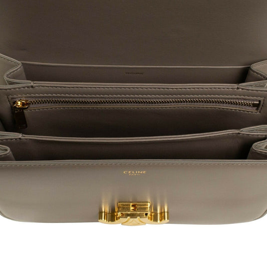 Shiny Calfskin Leather Medium Triomphe Cross Body Bag - Pebble